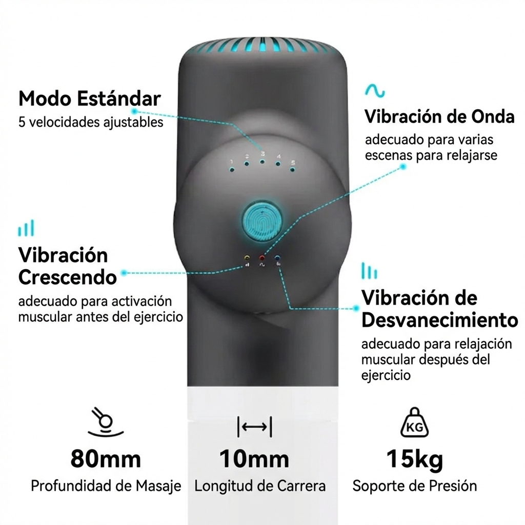 Pistola de masaje Booster LS 7.4V – Masajeador muscular inteligente de 4000 mAh con potencia profesional