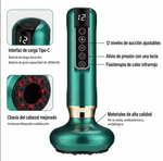 Dispositivo eléctrico de ventosaterapia – Masajeador de succión con calor infrarrojo y 6/12 niveles de intensidad