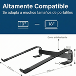 Soporte ergonómico de aluminio para portátil – Compatible con MacBook, Lenovo, HP, Dell y más (10-18”)