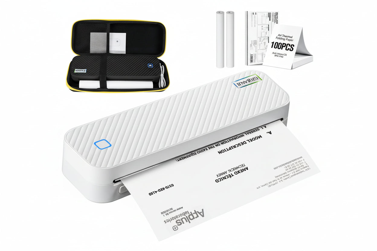 Impresora Portátil A4 SmartPrint Pro – Bluetooth y USB, Impresión Térmica sin Tinta