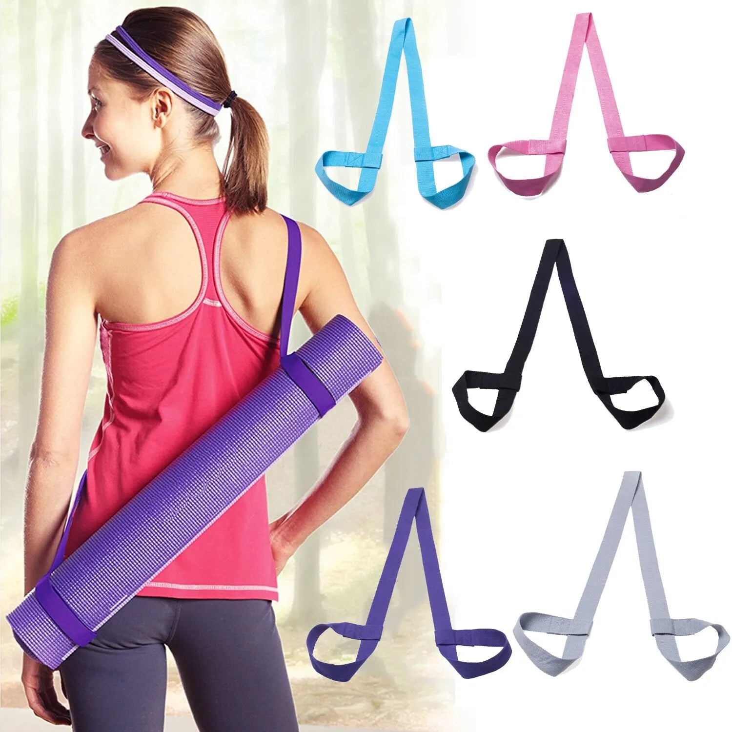 Correa portátil ajustable para esterilla de yoga – Cinturón de transporte elástico y cómodo
