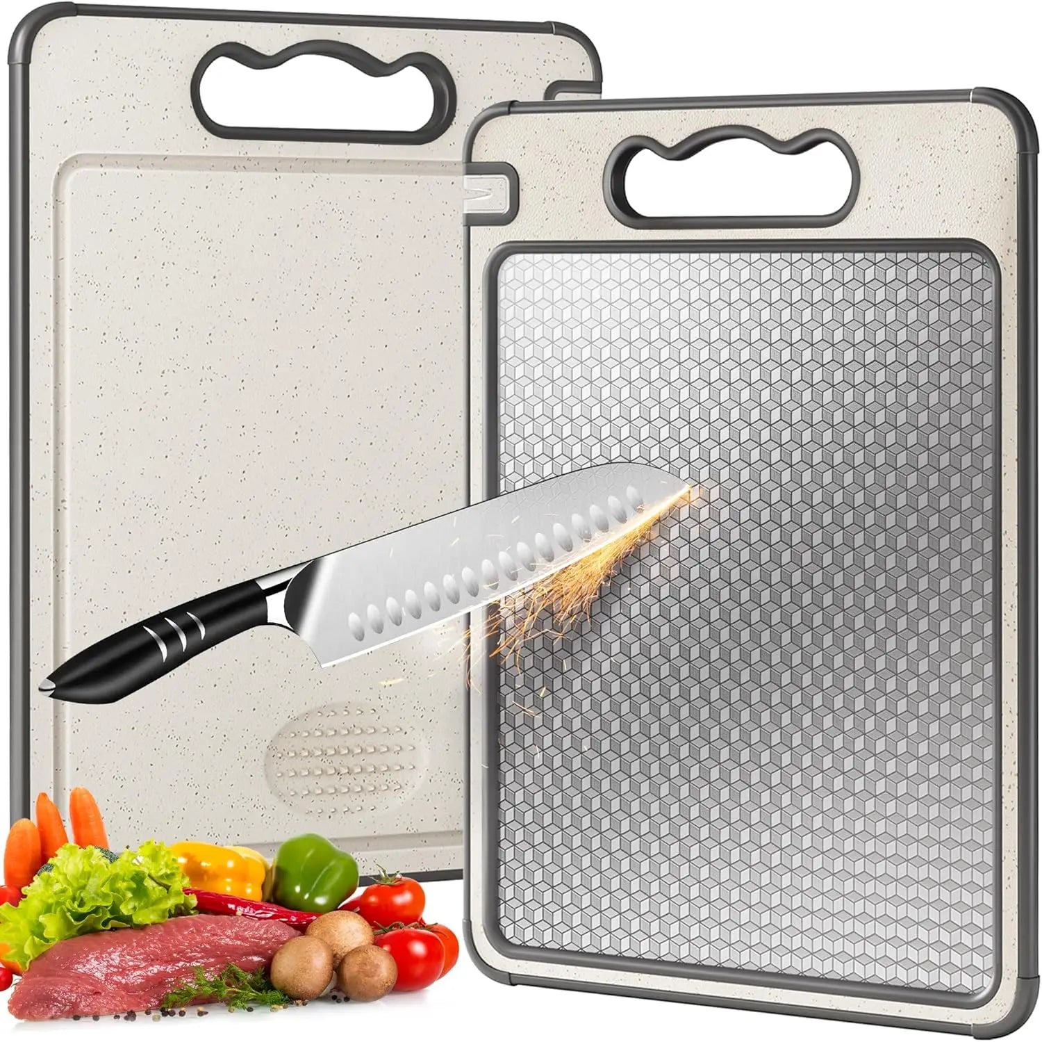 Tabla de Corte Dual "Chef Pro" (Acero Inoxidable + Fibra Eco)