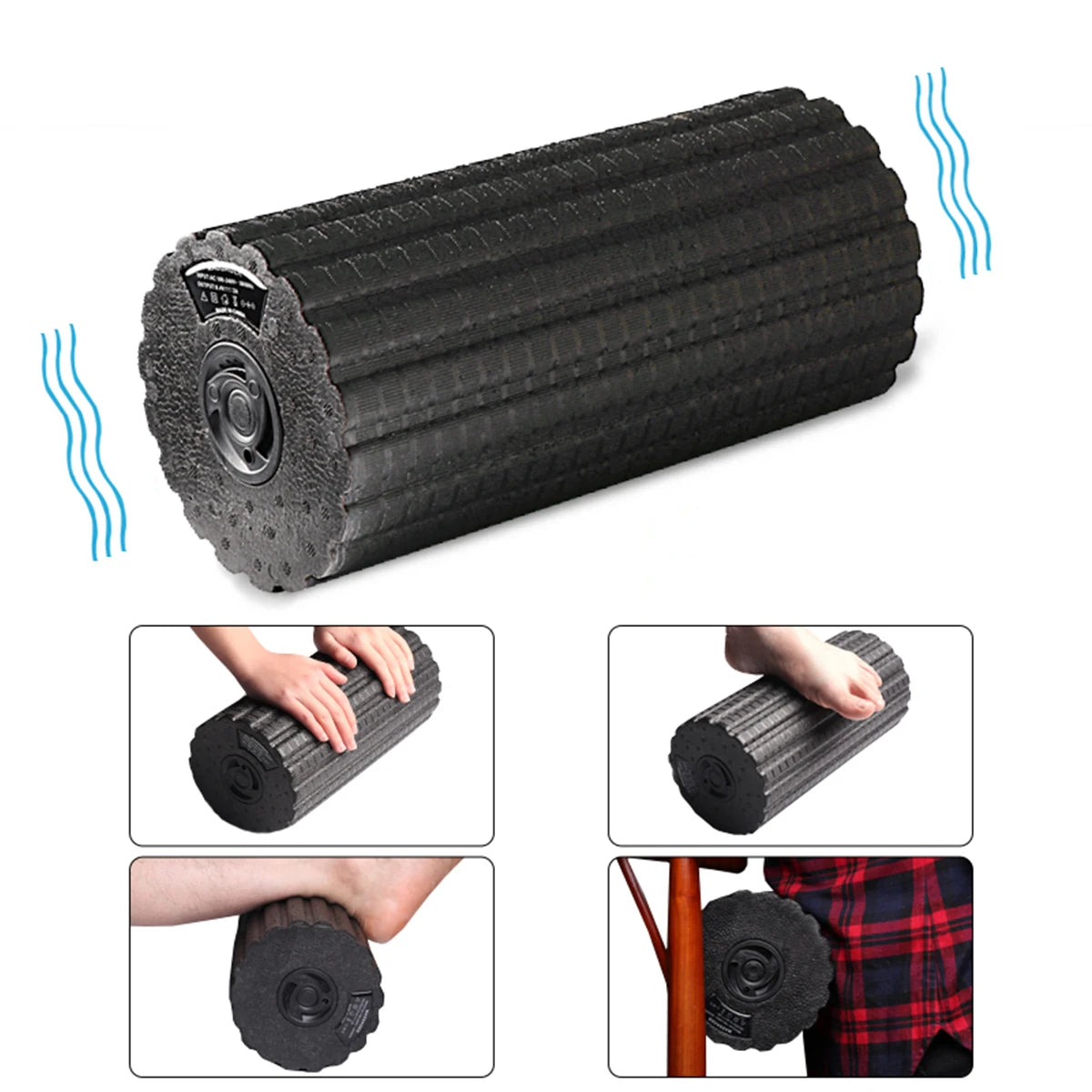 Rodillo de espuma eléctrico con vibración – Masajeador muscular de 4 velocidades recargable